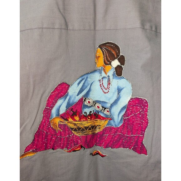 Moda Bianco Mens Native American Art To Wear Size Medium 15-15.5 Button Up (949m - Picture 3 of 4